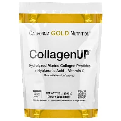 California Gold Nutrition, CollagenUP®, Hydrolyzed Marine Collagen Peptides with Hyaluronic Acid and Vitamin C, Unflavored, 7.26 oz (206 g)