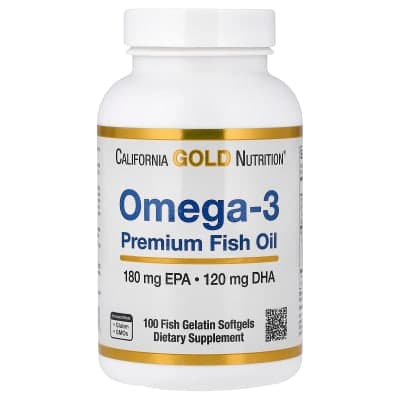 California Gold Nutrition, Omega-3 Premium Fish Oil, 100 Fish Gelatin Softgels (1,100 mg per Softgel)