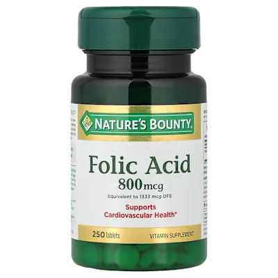 Nature's Bounty, Folic Acid, 800 mcg, 250 Tablets