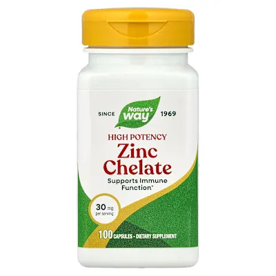 Nature's Way, Zinc Chelate, 30 mg, 100 Capsules