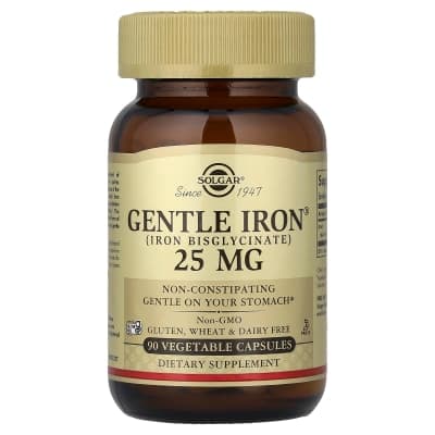 Solgar, Gentle Iron®, 25 mg, 90 Vegetable Capsules