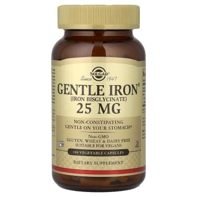 Solgar, Gentle Iron®, 25 mg, 180 Vegetable Capsules
