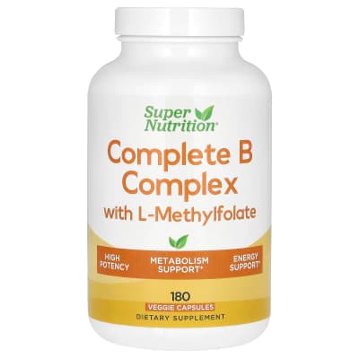 Super Nutrition, Complete B Complex with L-Methylfolate and Methylcobalamin B12, 180 Veggie Capsules