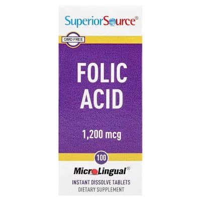 Superior Source, Folic Acid, 1,200 mcg, 100 MicroLingual® Instant Dissolve Tablets