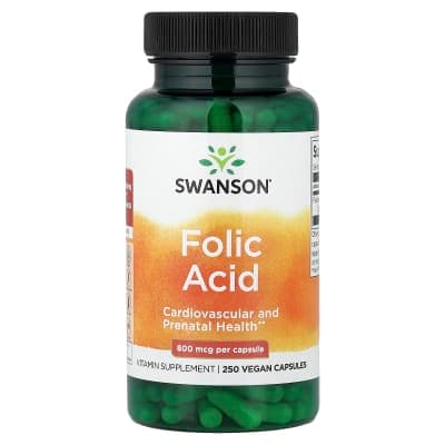 Swanson Vitamins, Folic Acid, 800 mcg, 250 Vegan Capsules