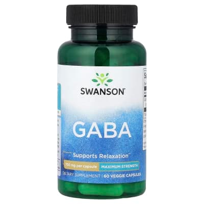 Swanson Vitamins, GABA, Maximum Strength, 750 mg, 60 Veggie Capsules